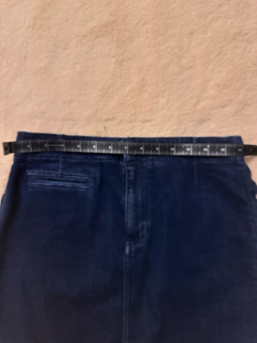 Maeve by Anthropologie Navy Scalloped-Side Denim Pencil Skirt - Picture 4 of 7